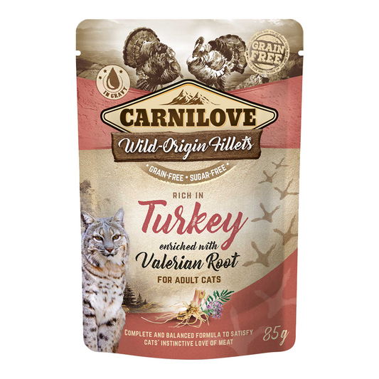 Carnilove Turkey Enriched With Valerian Root For Adult Cats (Wet Food Pouches) 24x85g