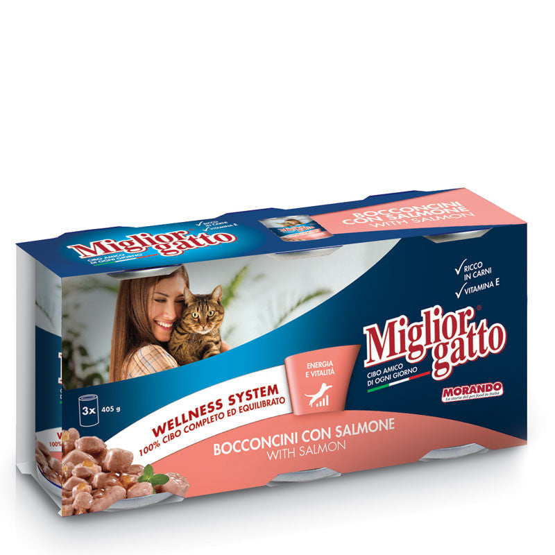 Migliorgatto Trio Chunks with Salmon Cat Food 405G