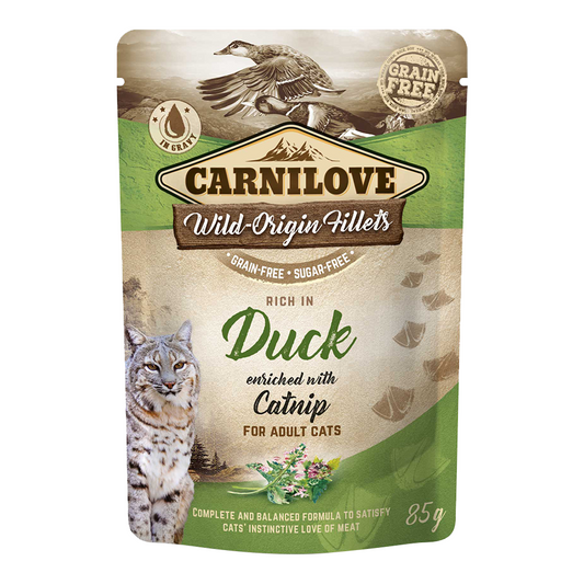 Carnilove Duck Enriched With Catnip For Adult Cats (Wet Food Pouches) 24x85g