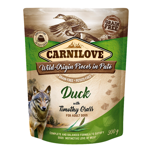 Carnilove Duck With Timothy Grass For Adult Dogs (Wet Food Pouches) 12x300g