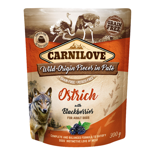 Carnilove Ostrich With Blackberries For Adult Dogs (Wet Food Pouches) 12x300g
