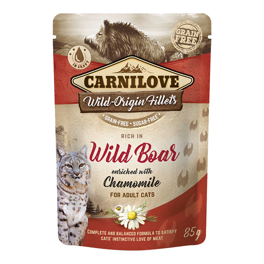 Carnilove Wild Boar Enriched With Chamomile For Adult Cats (Wet Food Pouches) 24x85g